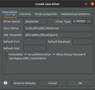 Окно «Create new driver»