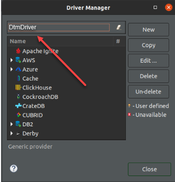 Окно «Поиск DtmDriver в Driver Manager»
