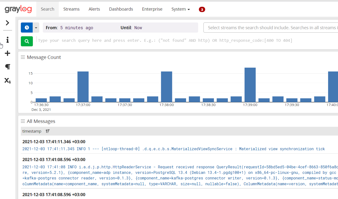 Просмотр записей лог-файлов в Graylog