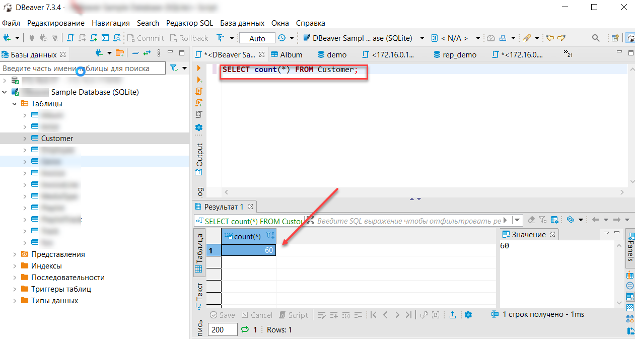Выполнение SQL-запросов к базе данных