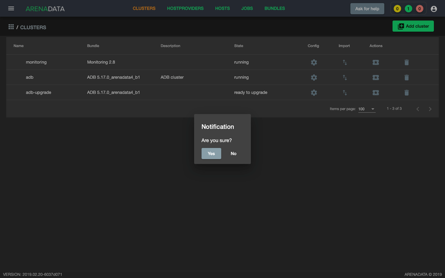 Запрос на подтверждение действия