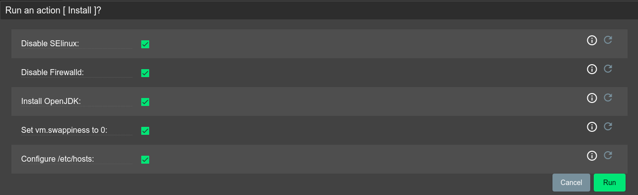 Запуск через графический интерфейс ADCM процесса установки