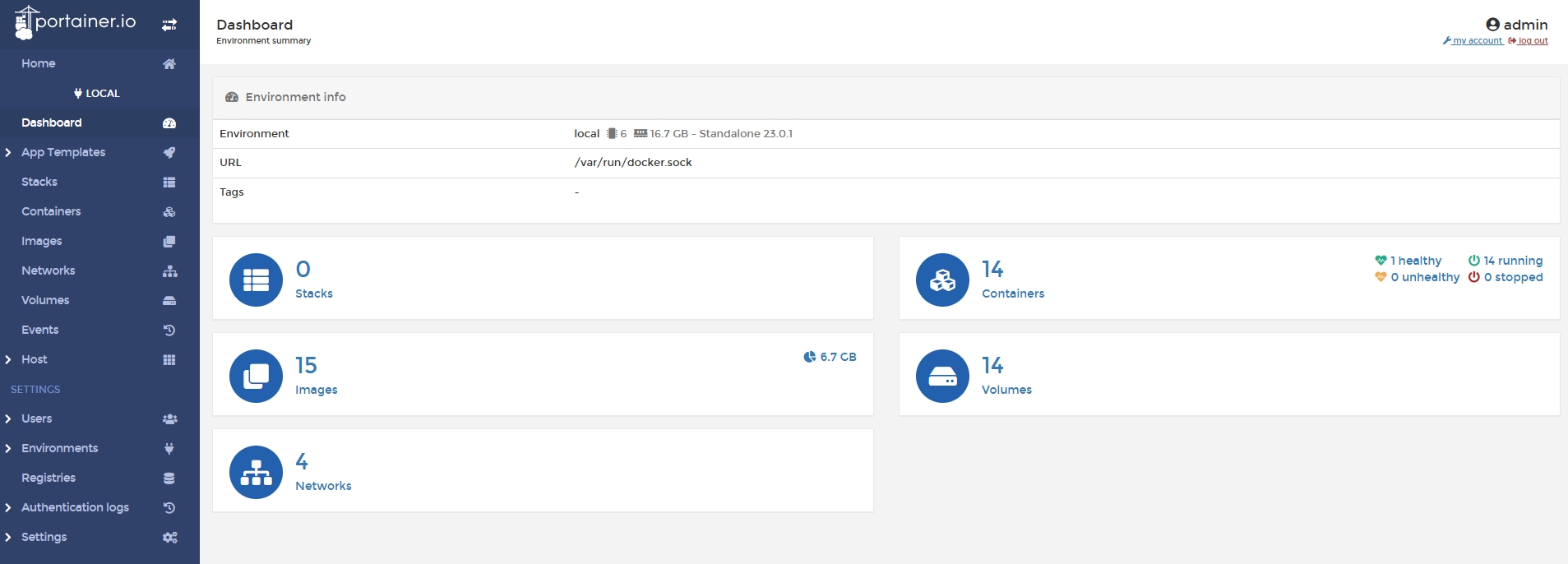 Окно «Containers»