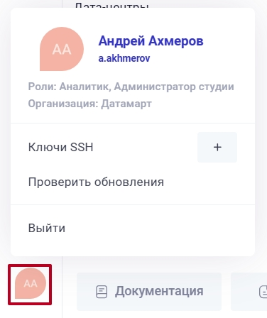 Меню управления